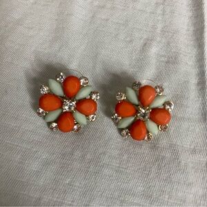 Floral Stud Earrings | Coral, Seafoam, Diamond
